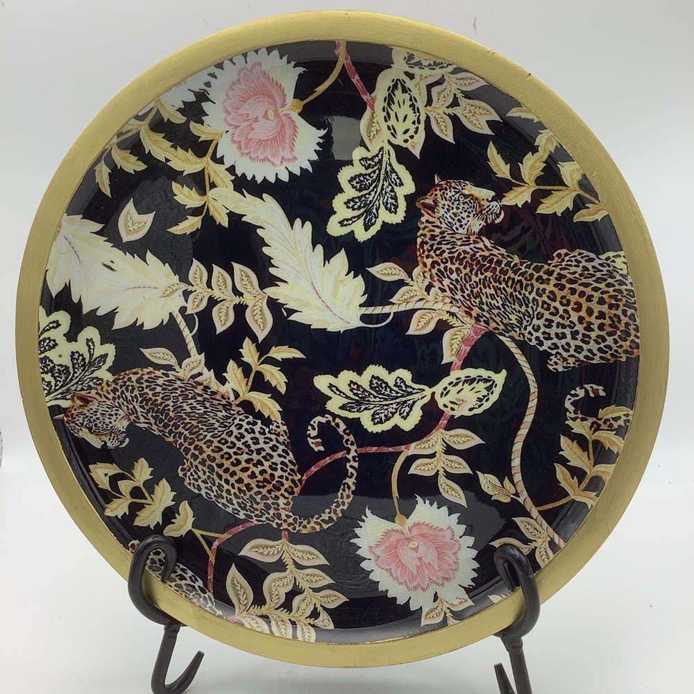 Hand Made  Indian Leopard Print Decorative Plate